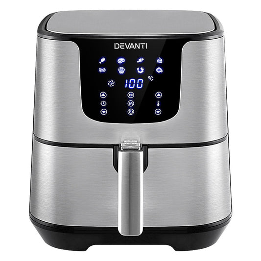 Devanti Air Fryer 7L LCD Fryers Stainless Steel-0