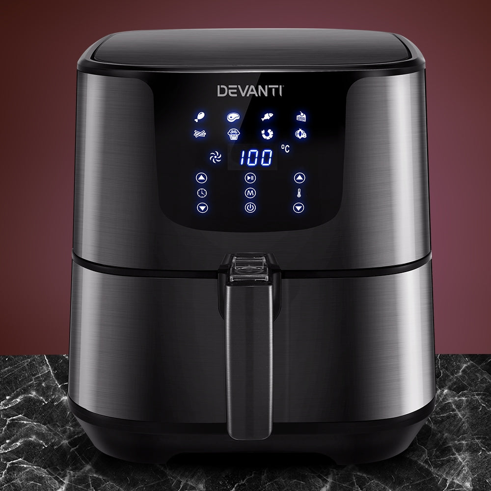 Devanti Air Fryer 7L LCD Fryers Black-6