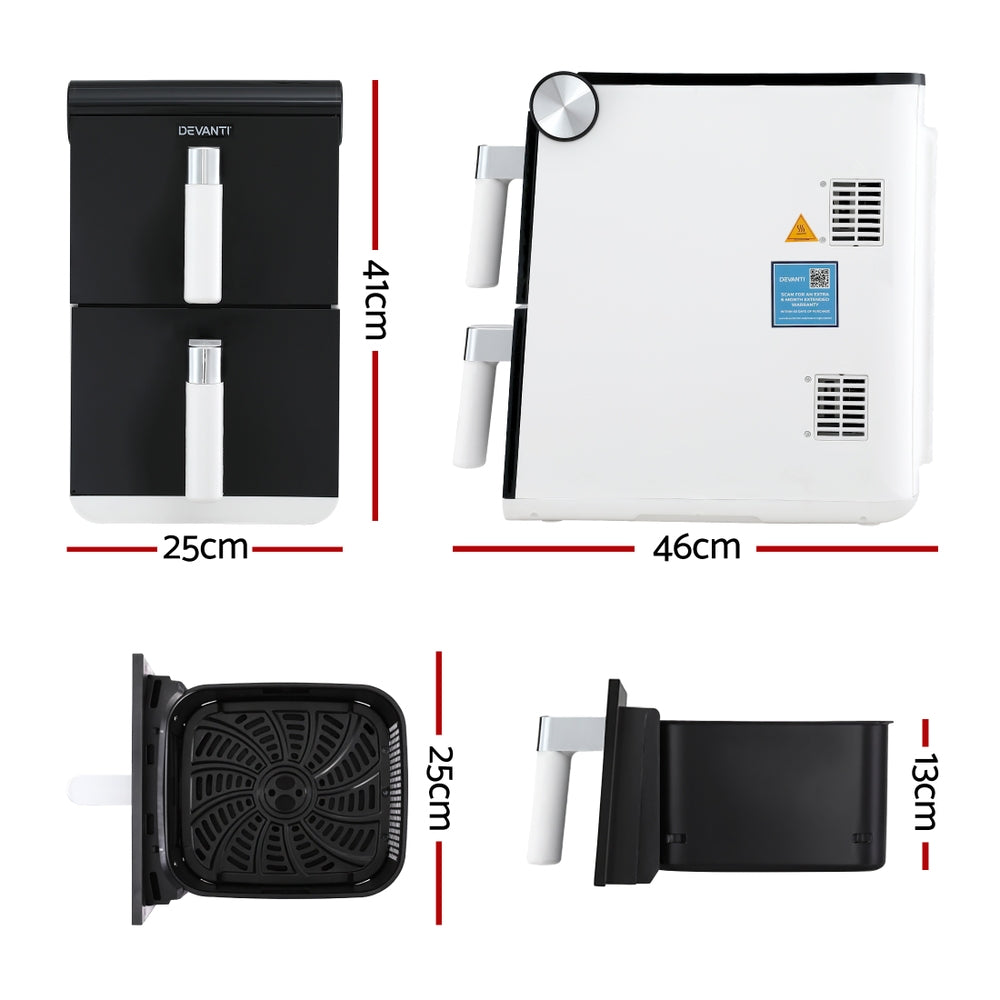 Devanti Air Fryer Oven 11L Dual Zone Fryers-2