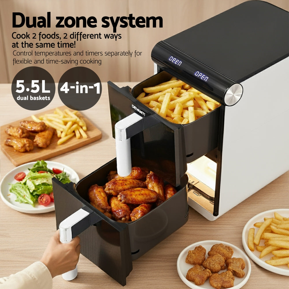 Devanti Air Fryer Oven 11L Dual Zone Fryers-7