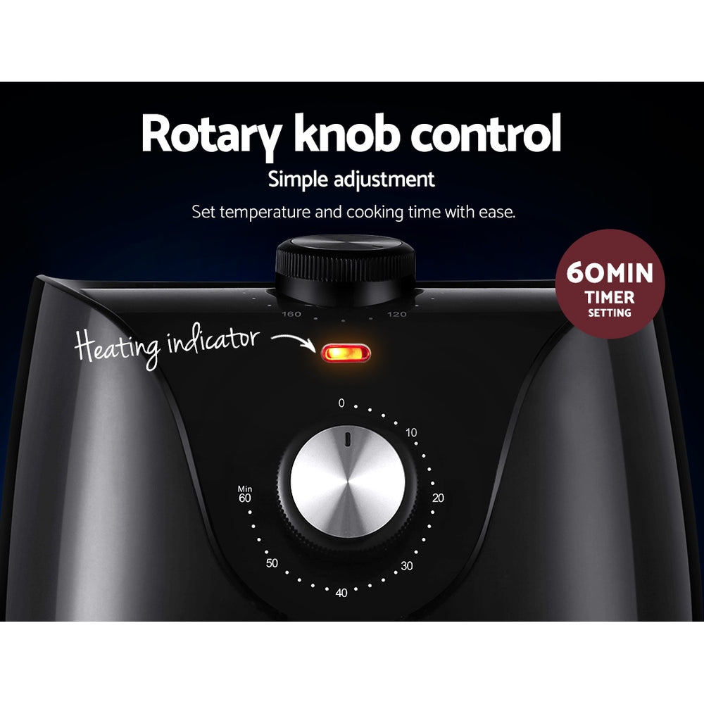 Devanti Air Fryer 2.5L Knob Fryers-5