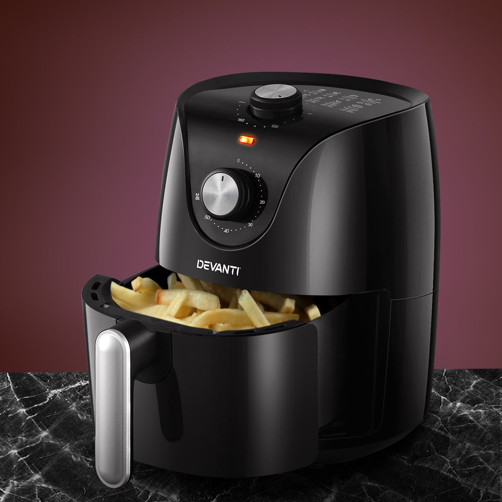 Devanti Air Fryer 2.5L Knob Fryers-7