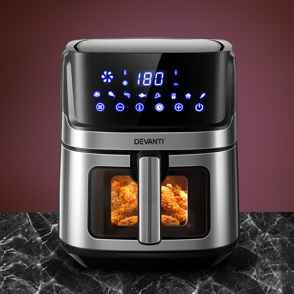 Devanti Air Fryer 6.5L LCD Fryers Clear Window-7