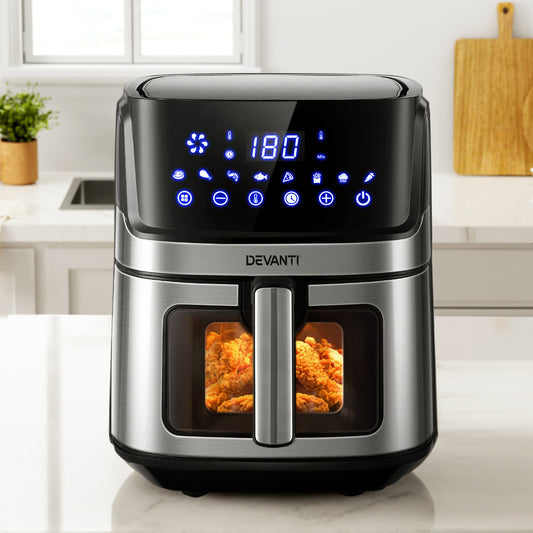 Devanti Air Fryer 6.5L LCD Fryers Clear Window-0