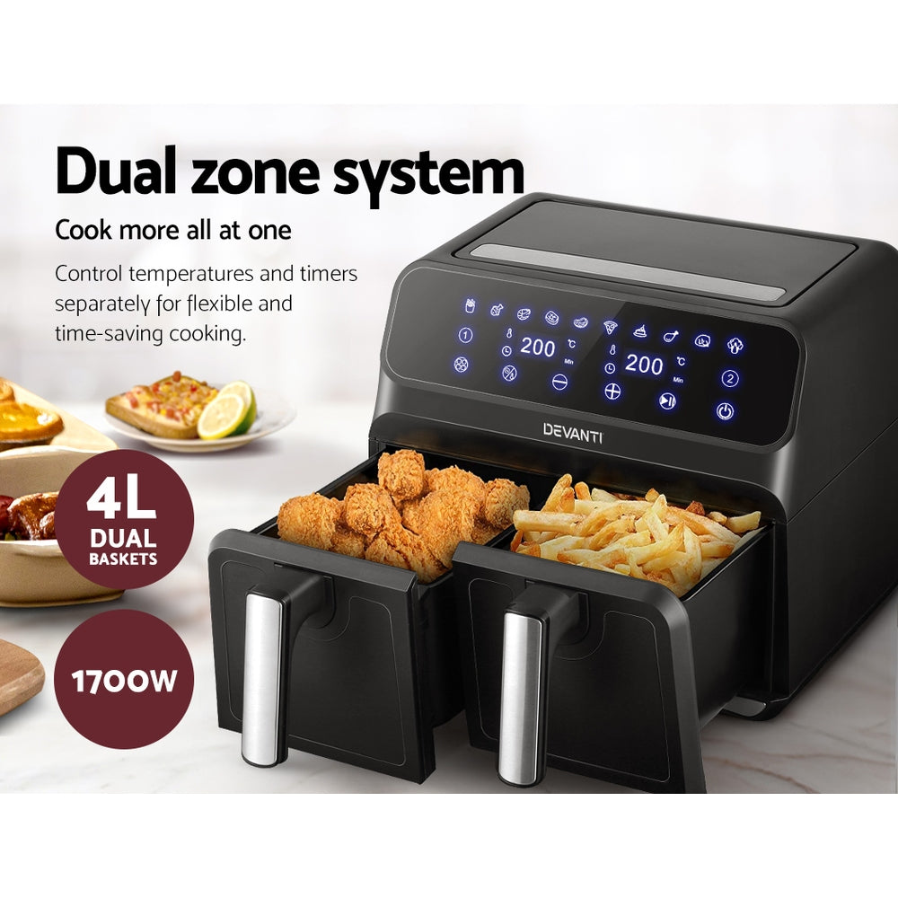 Devanti Air Fryer 8L Dual Zone Fryers-5