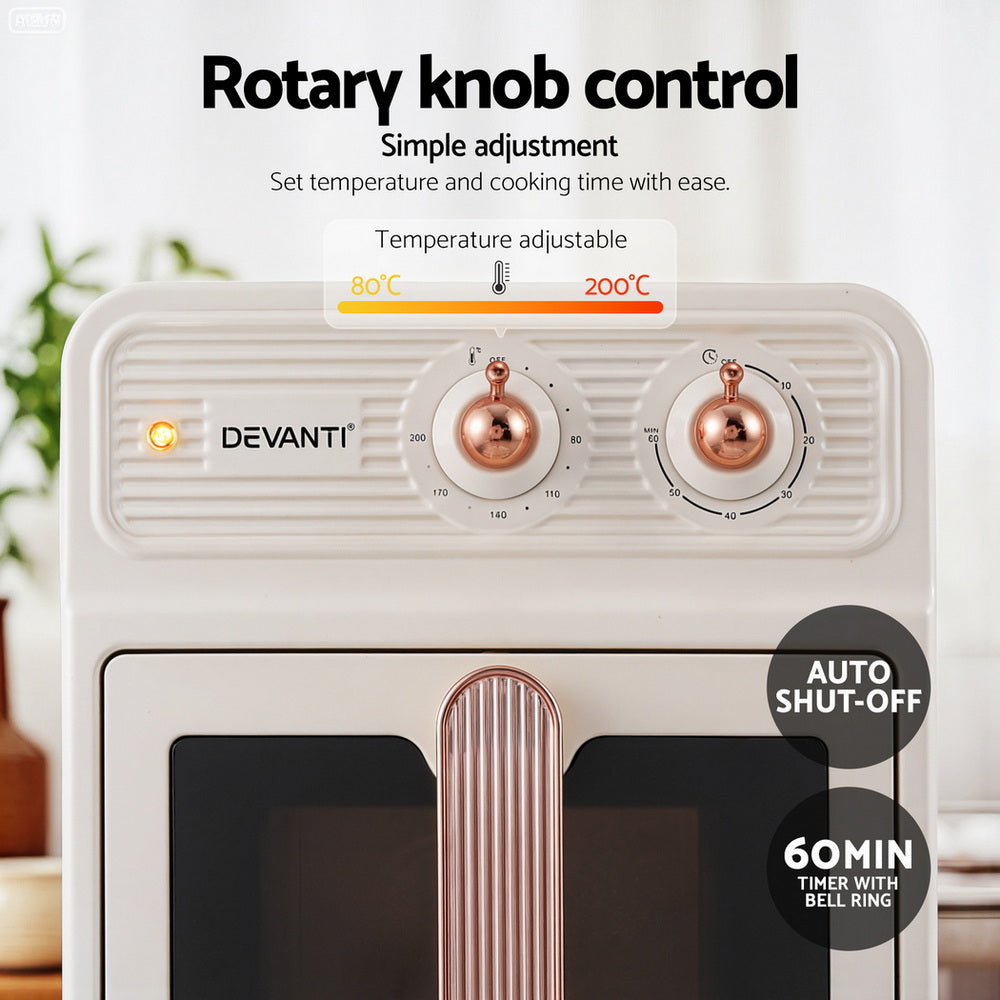 Devanti 6L Air Fryer Knob Control 1700W Cream-3