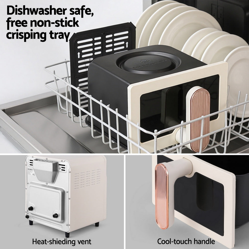 Devanti 6L Air Fryer Knob Control 1700W Cream-5