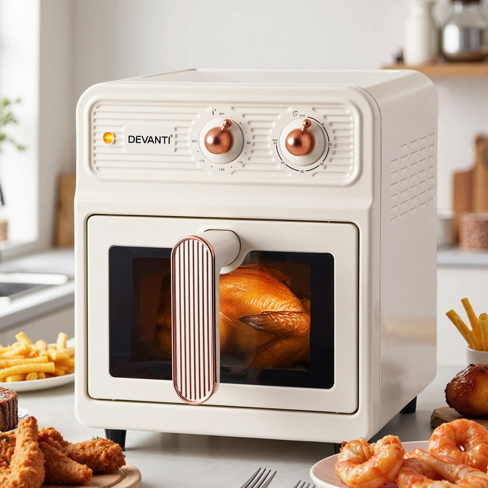 Devanti 6L Air Fryer Knob Control 1700W Cream-6