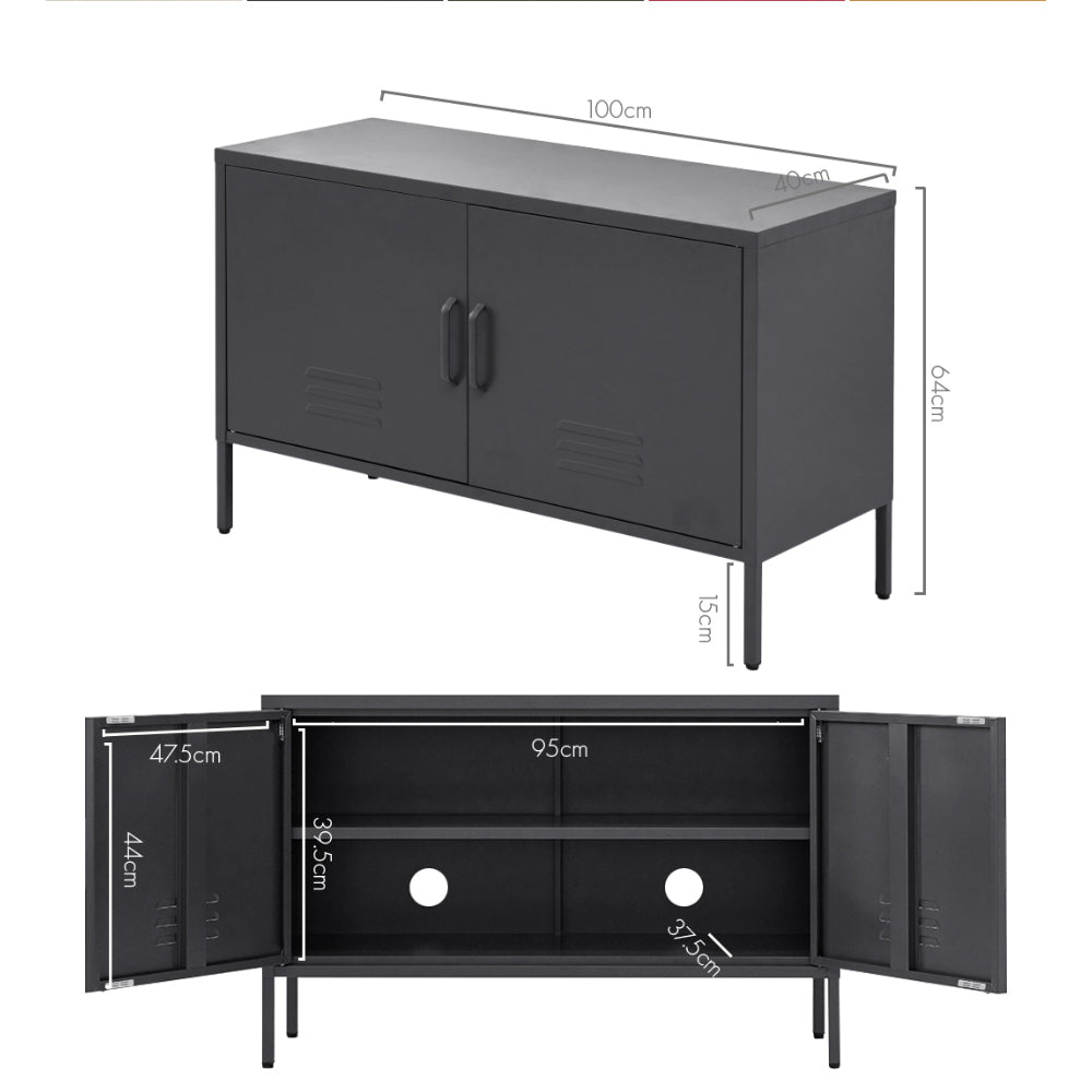 Artiss Buffet Sideboard Metal Cabinet - BASE Charcoal-1