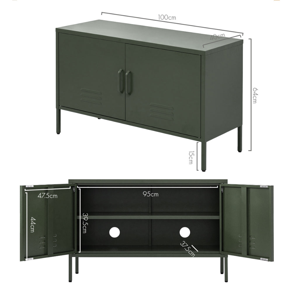 Artiss Buffet Sideboard Metal Cabinet - BASE Green-1