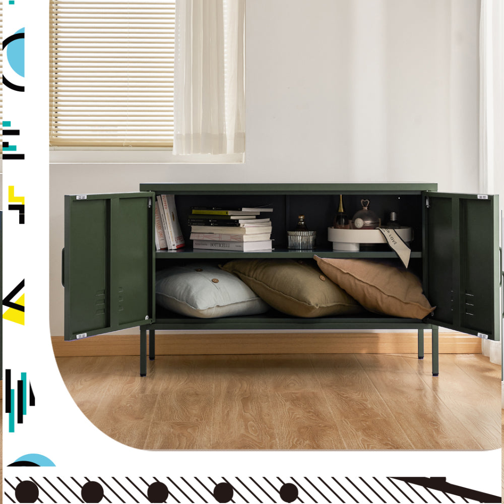 Artiss Buffet Sideboard Metal Cabinet - BASE Green-5