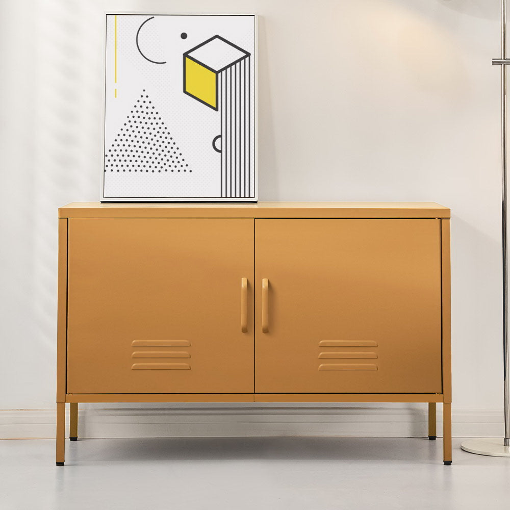 Artiss Buffet Sideboard Metal Cabinet - BASE Yellow-6