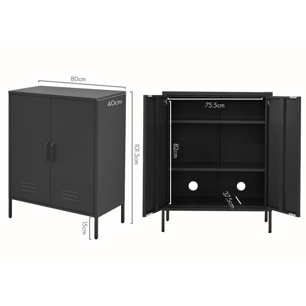 Artiss Buffet Sideboard Metal Cabinet - SWEETHEART Charcoal-1