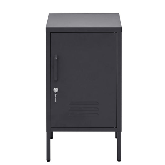 Artiss Bedside Table Metal Cabinet - Black-0