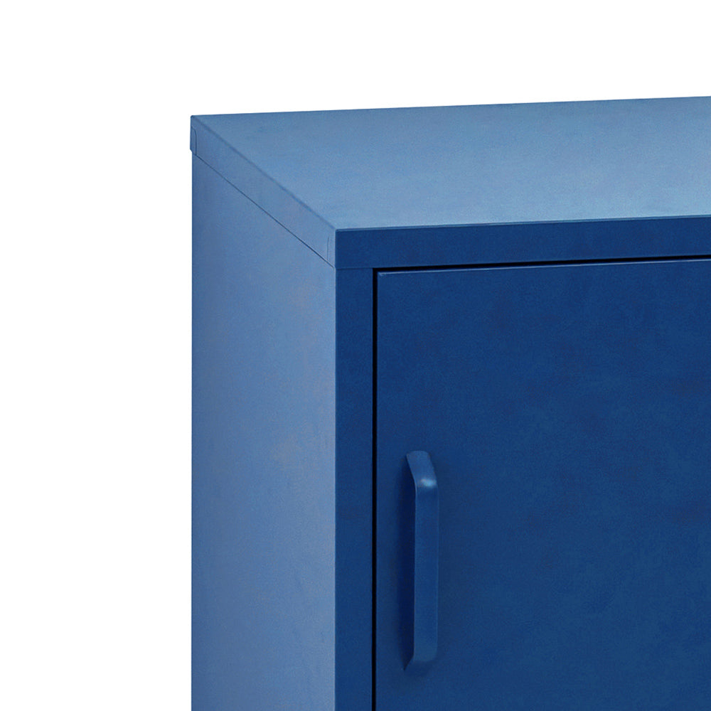 Artiss Bedside Table Metal Cabinet - Blue-2