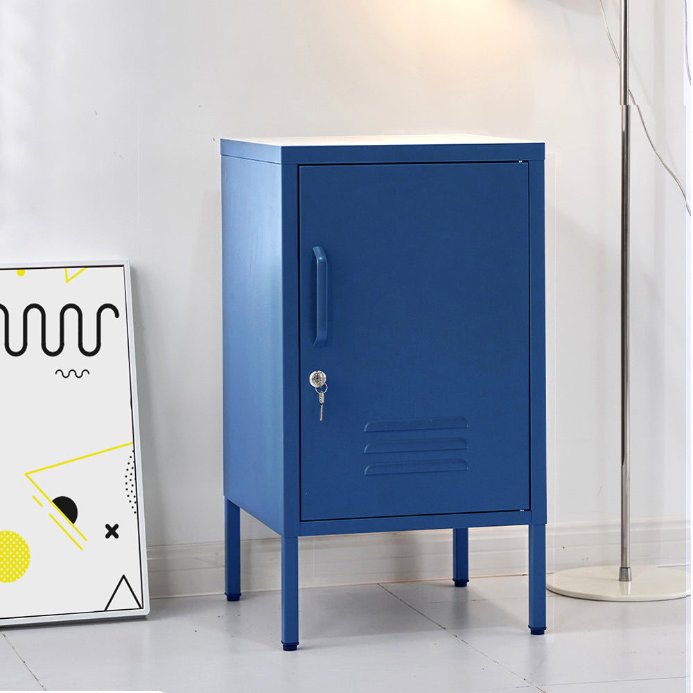 Artiss Bedside Table Metal Cabinet - Blue-4