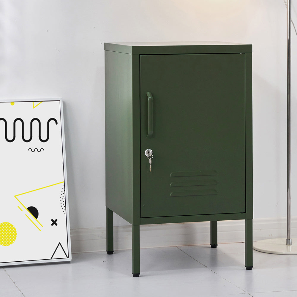 Artiss Bedside Table Metal Cabinet - Green-4