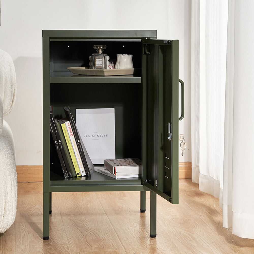 Artiss Bedside Table Metal Cabinet - Green-5