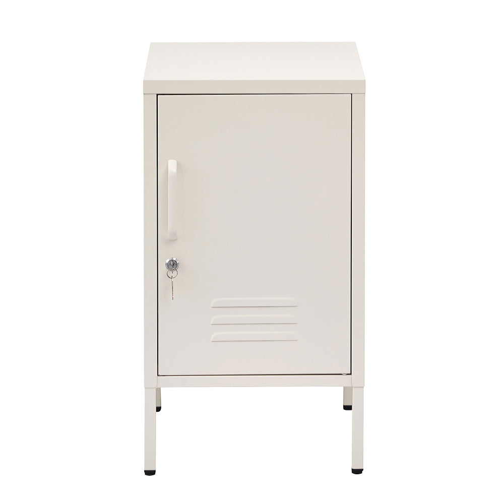 Artiss Bedside Table Metal Cabinet - White-0