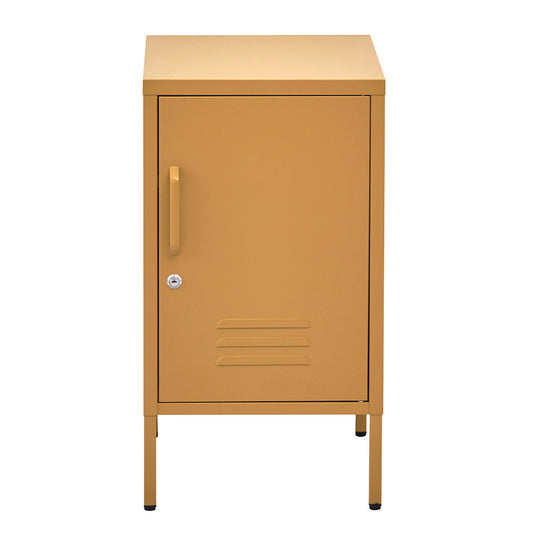Artiss Bedside Table Metal Cabinet - Yellow-0