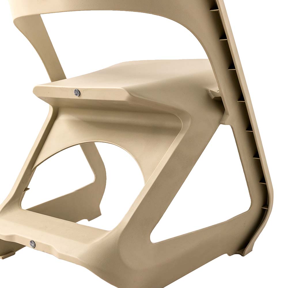 ArtissIn Set of 4 Dining Chairs Office Cafe Lounge Seat Stackable Plastic Leisure Chairs Beige-3