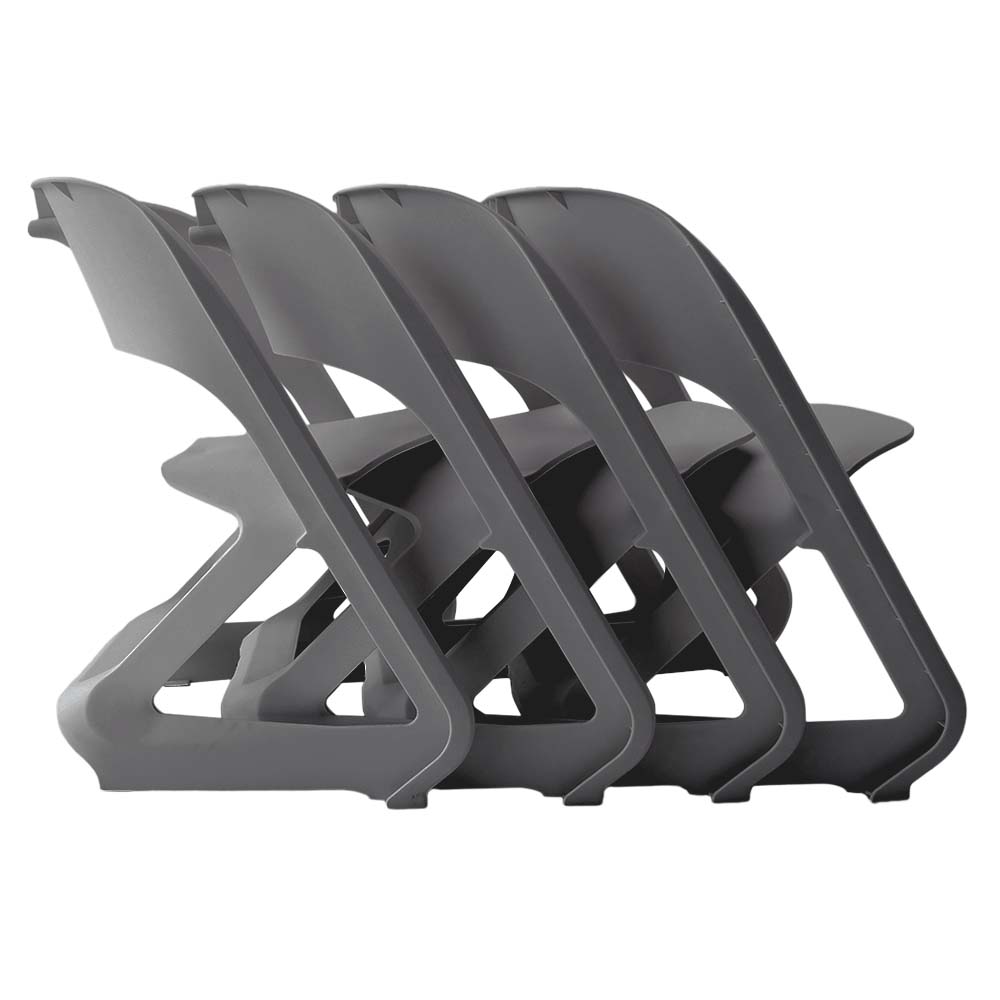 ArtissIn Set of 4 Dining Chairs Office Cafe Lounge Seat Stackable Plastic Leisure Chairs Grey-2