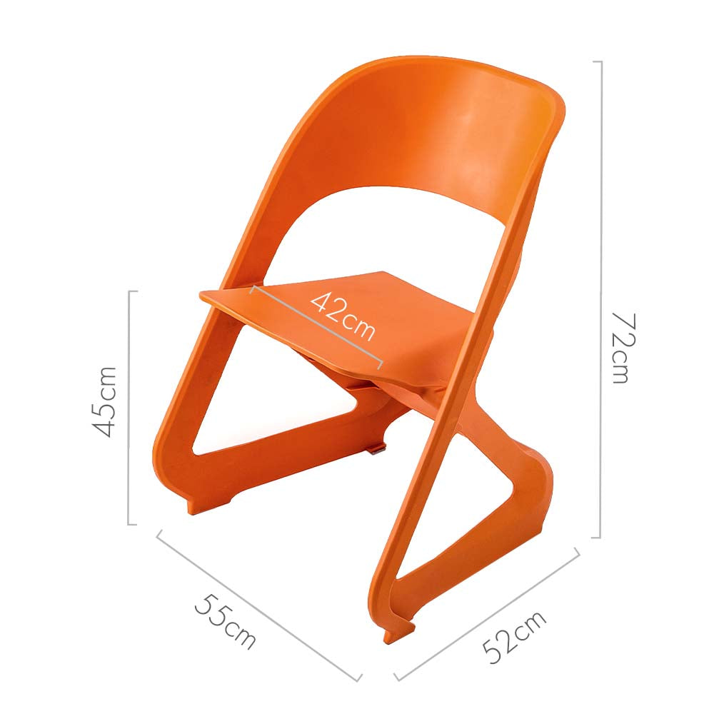 ArtissIn Set of 4 Dining Chairs Office Cafe Lounge Seat Stackable Plastic Leisure Chairs Orange-1