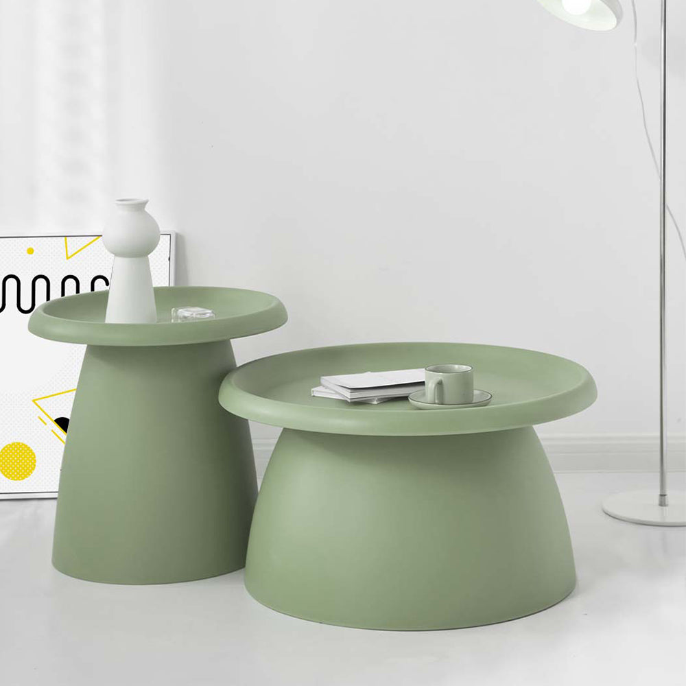 Artiss Coffee Table Round 71CM Plastic Green-6