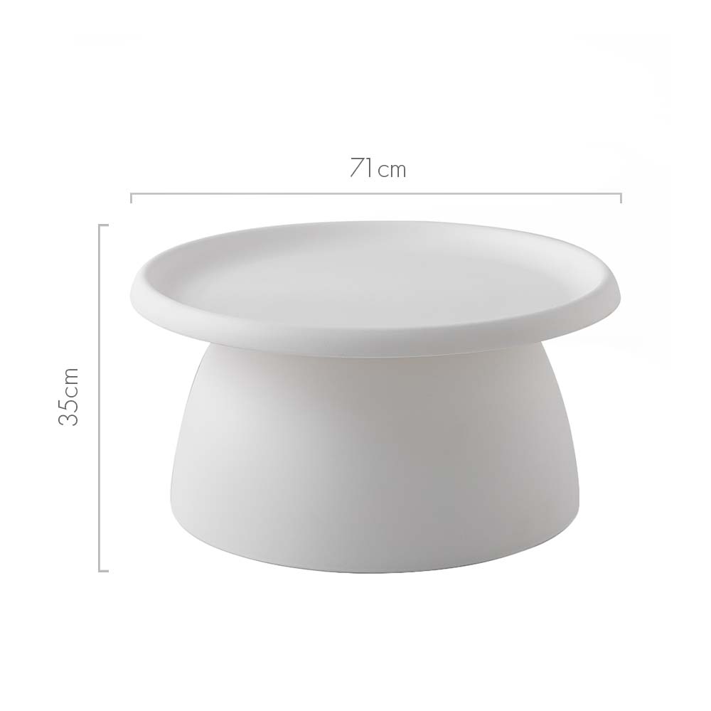 Artiss Coffee Table Round 71CM Plastic White-1