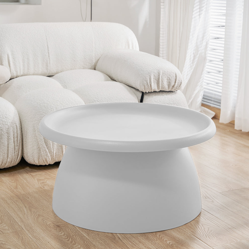 Artiss Coffee Table Round 71CM Plastic White-7