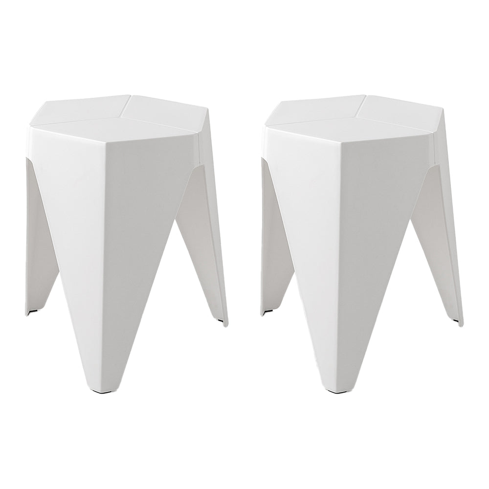 Artiss 2x Bar Stools Puzzle Plastic Foot Stool White-7