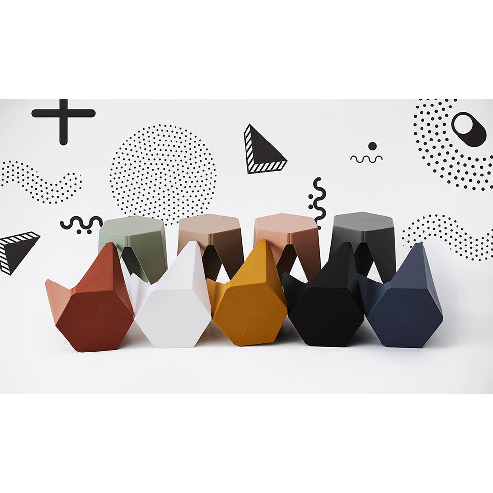 Artiss 2x Bar Stools Puzzle Plastic Foot Stool White-5