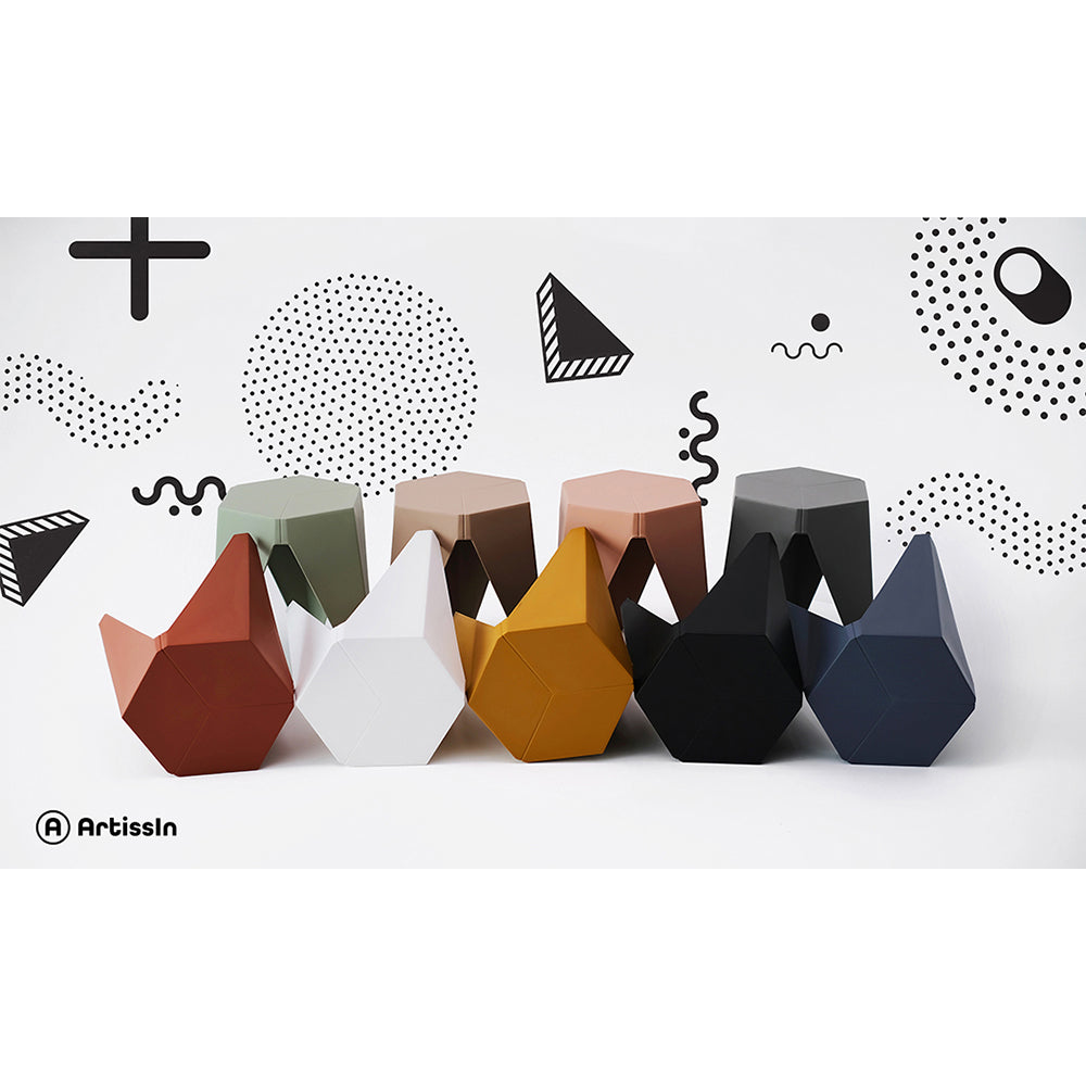 Artiss 2x Bar Stools Puzzle Plastic Foot Stool White-6