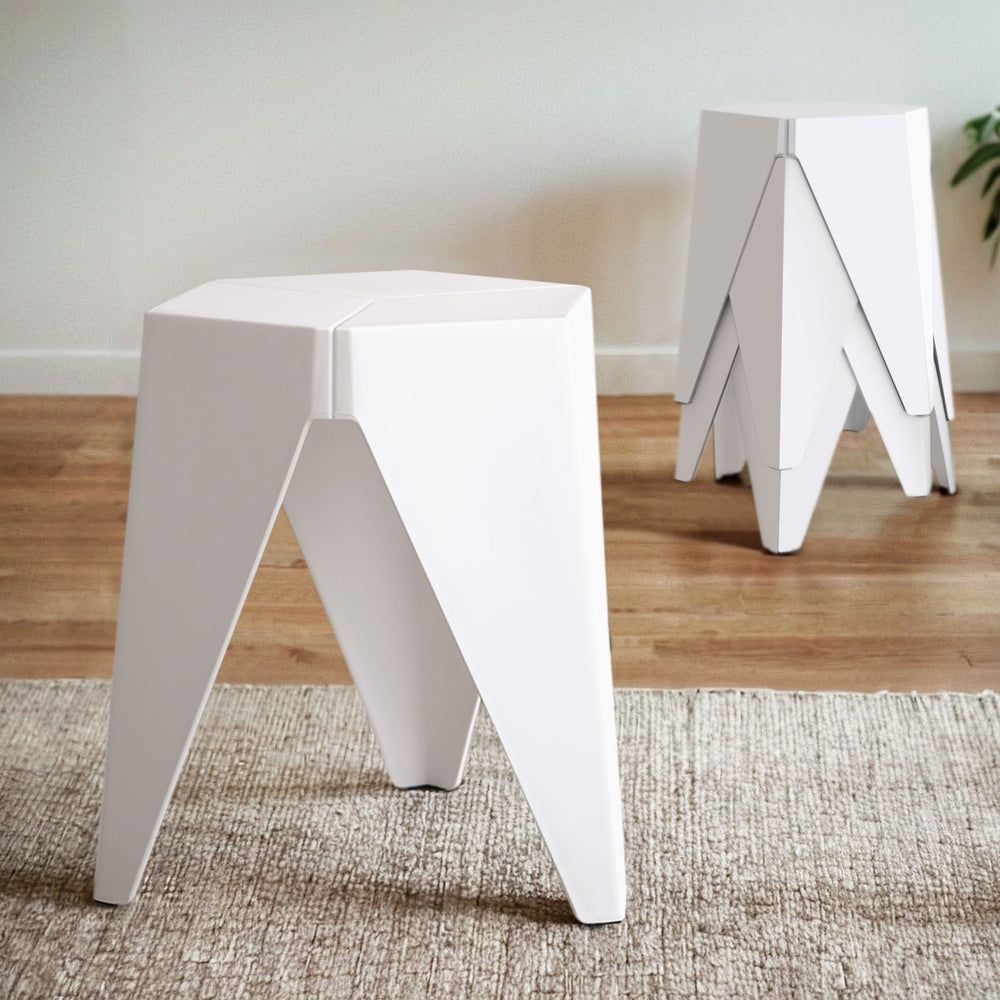 Artiss 4PC Puzzle Stool Bar Stools Stackable White-0