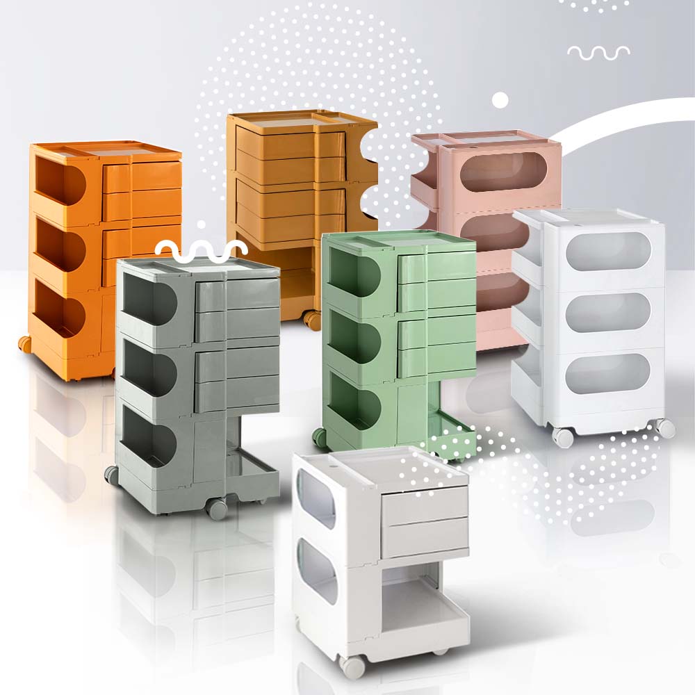 Artiss Storage Trolley Bedside Table 5 Tier Cart Boby Replica Orange-5