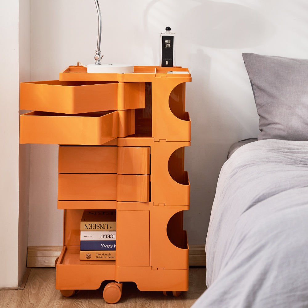Artiss Storage Trolley Bedside Table 5 Tier Cart Boby Replica Orange-7