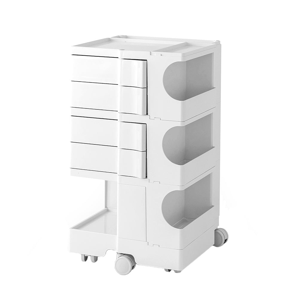 Artiss Storage Trolley Cart Bedside Table 5 Tier White-0