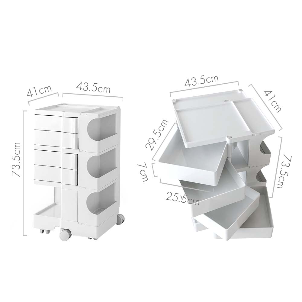 Artiss Storage Trolley Cart Bedside Table 5 Tier White-1