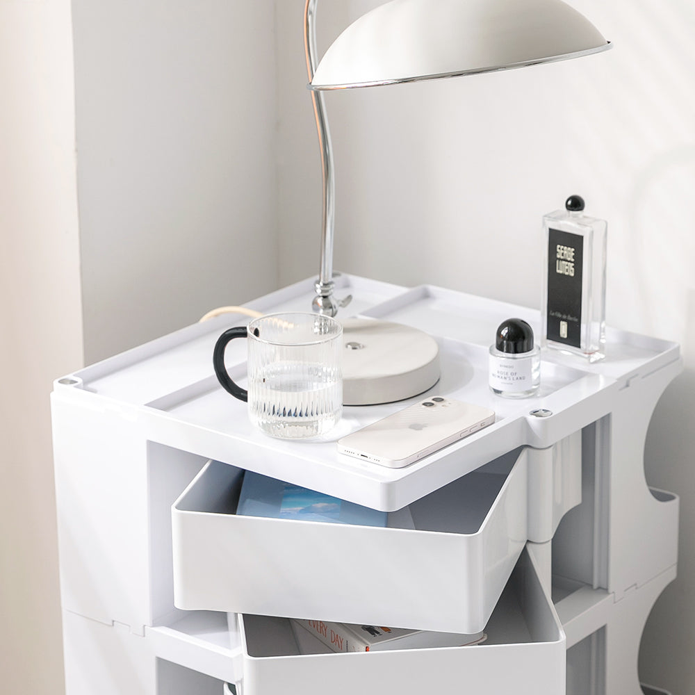 Artiss Storage Trolley Cart Bedside Table 5 Tier White-3