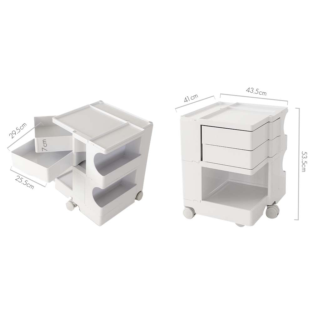 ArtissIn Storage Trolley Bedside Table 3 Tier Cart Boby Replica White-1