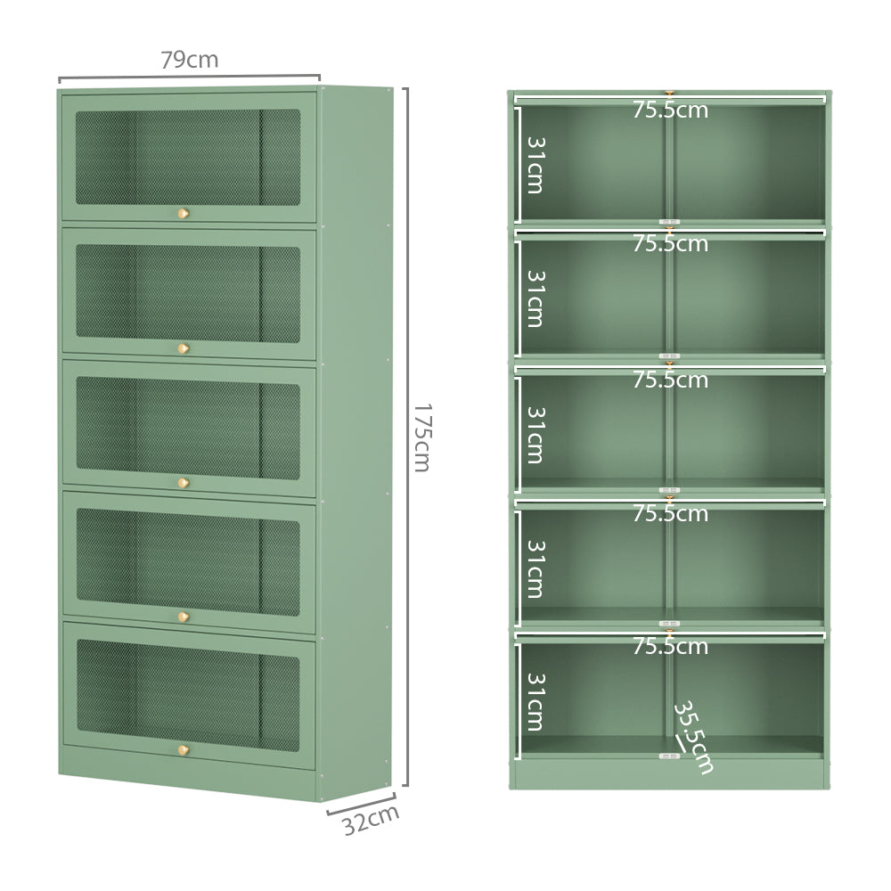 ArtissIn Buffet Sideboard Cupboard Cabinet Storage Mesh Doors Metal Green ELIA-1