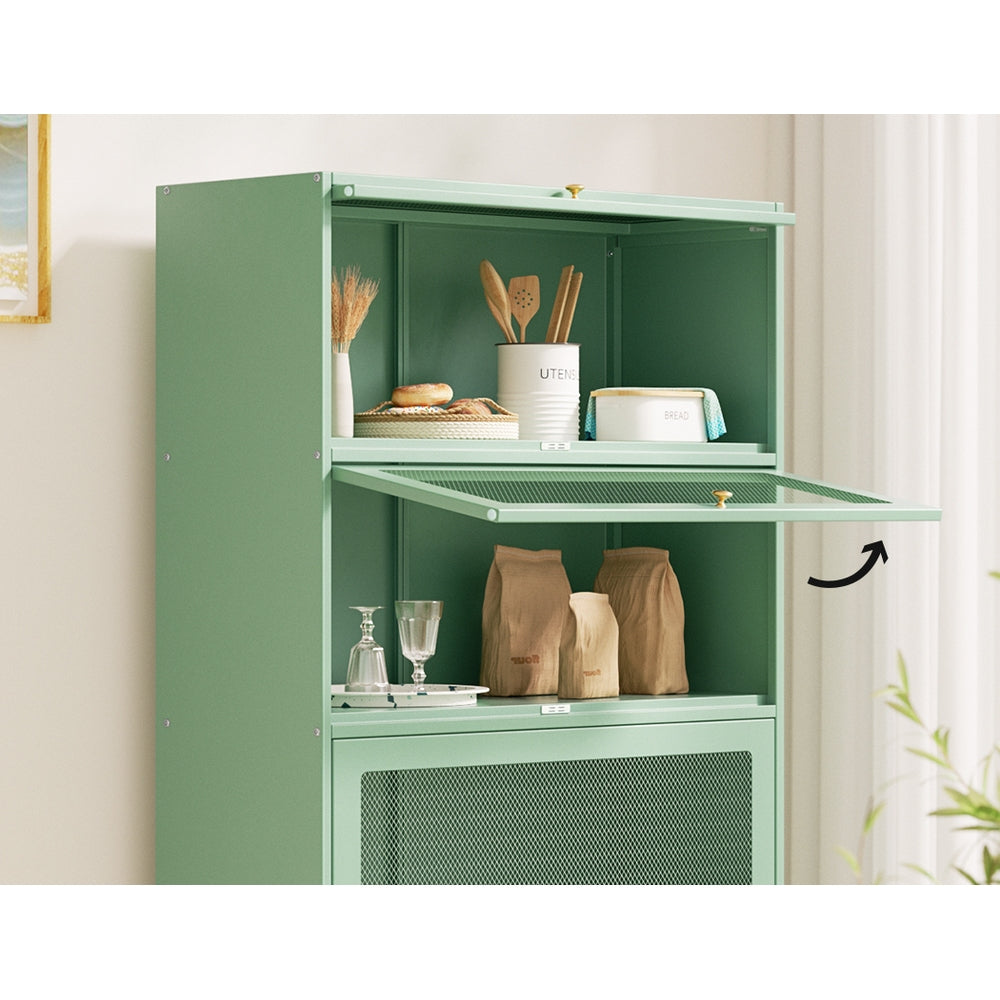 ArtissIn Buffet Sideboard Cupboard Cabinet Storage Mesh Doors Metal Green ELIA-3