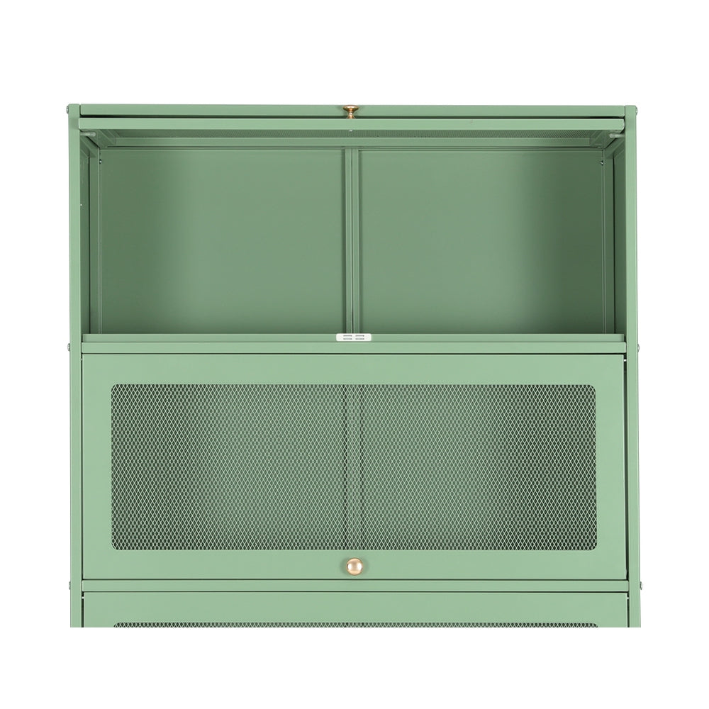 ArtissIn Buffet Sideboard Cupboard Cabinet Storage Mesh Doors Metal Green ELIA-5