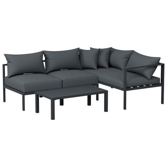 Gardeon 4 Seater Outdoor Sofa Set Aluminium Patio Furniture Setting 4PC Charcoal-0