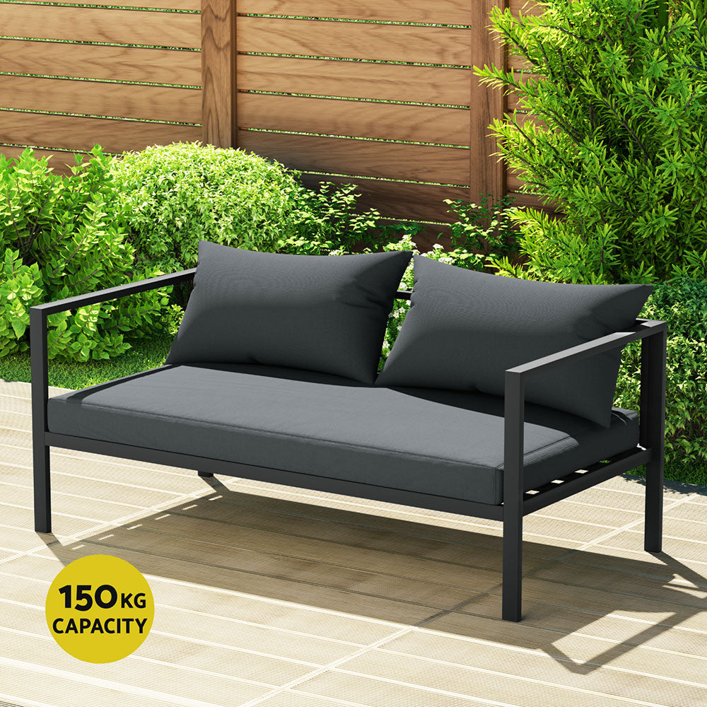 Gardeon 4 Seater Outdoor Sofa Set Aluminium Patio Furniture Setting 4PC Charcoal-5