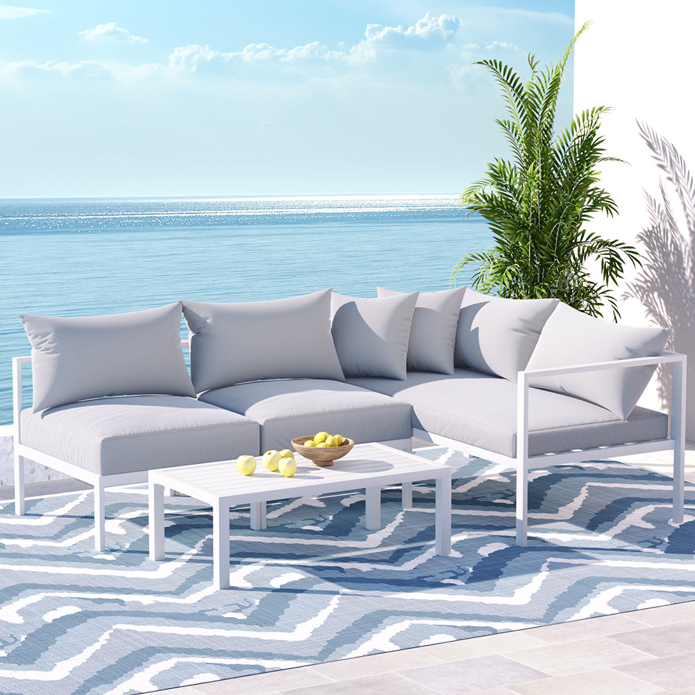 Gardeon 4 Seater Outdoor Sofa Set Aluminium Lounge Setting-6