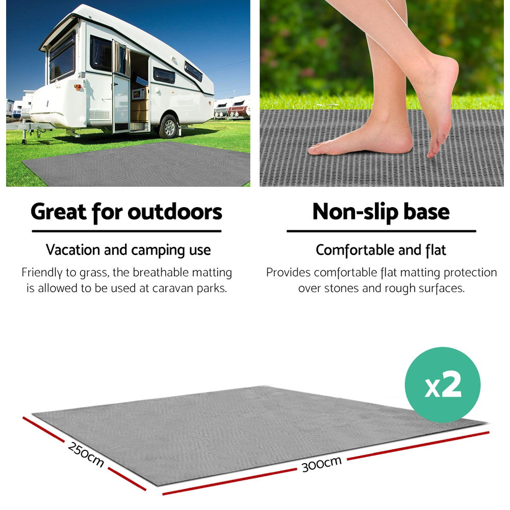 Weisshorn 3M X 2.5M Annex Matting Floor Mats Mesh Caravan Camping Annexe 2pcs-5