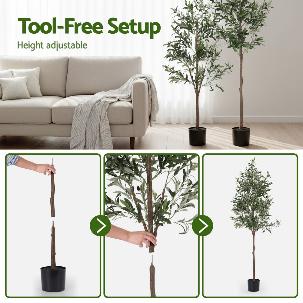Artiss 180cm Artificial Olive Tree Faux Trees Indoor Decor Artificial Plants Lifelike Plant 1.8M-6