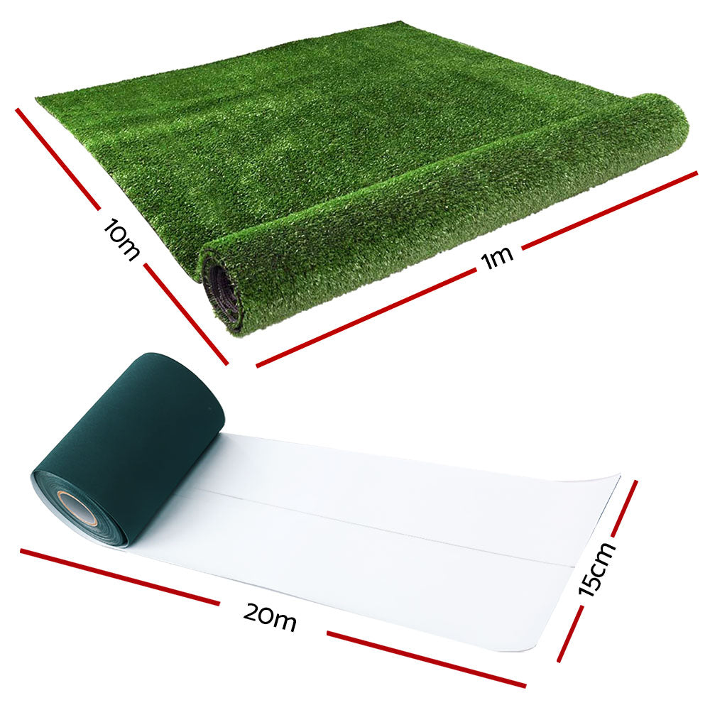 Primeturf 1x10m Artificial Grass Synthetic Fake 10SQM Turf Lawn 17mm Tape-1