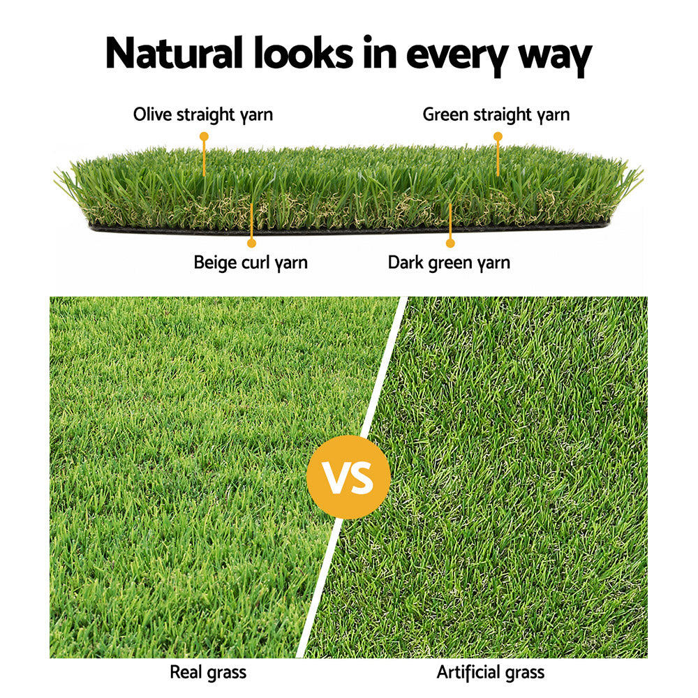 Primeturf Artificial Grass 60SQM 30mm Synthetic Fake Lawn Turf Plastic Plant 4-coloured 2mx5m-4